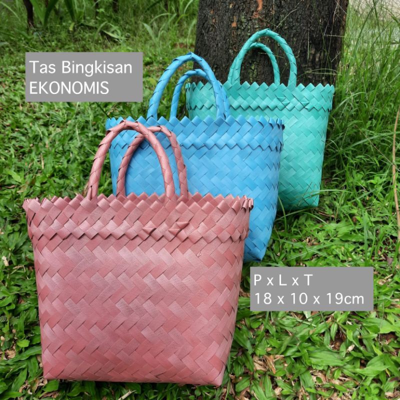 Tas Anyaman Plastik / Tas Souvenir / Tas Hampers Parcel Mini Polos E16