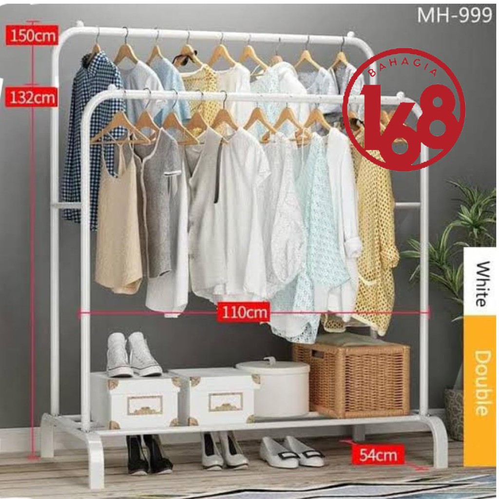 Gantungan Baju Stand Hanger Gawang Double Rack