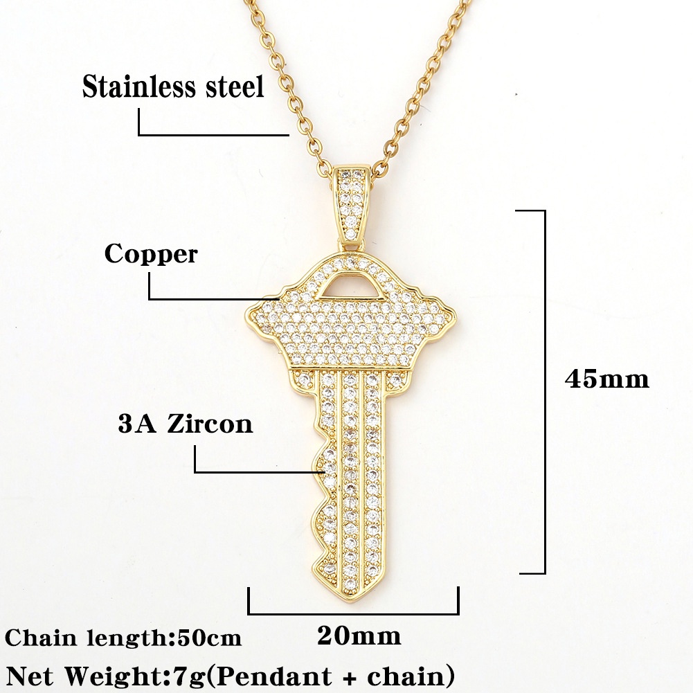 Baru Eropa hip hop kalung kunci penuh diamond ornamen