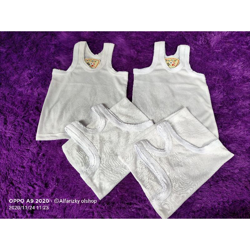 (Ecer/satuan) SINGLET PUTIH POLOS bayi&amp;anak size S,M,L,XL