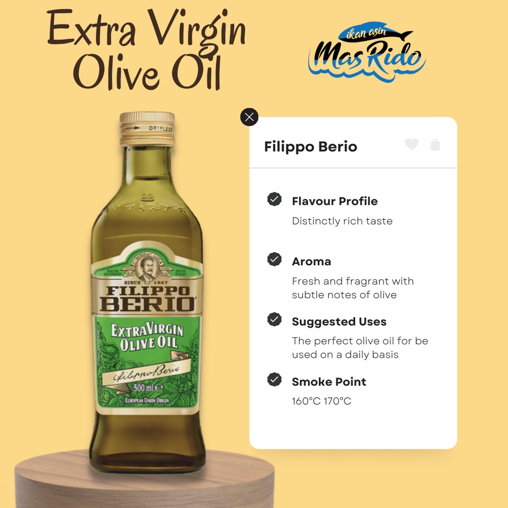 

Extra Virgin Olive Oil Filippo Berio Minyak Zaitun 1 Liter Bumbu Masak Instan