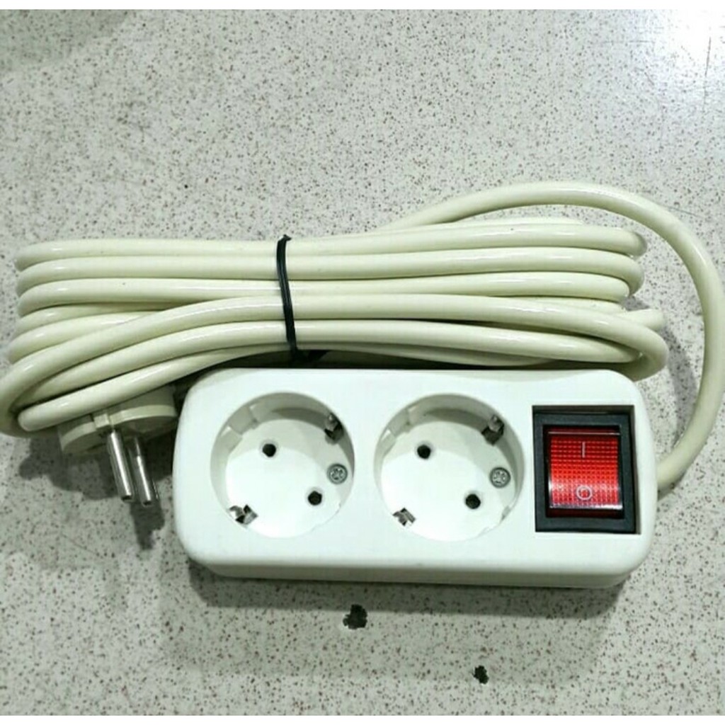 STOP KONTAK / COLOKAN 2 LUBANG + SAKLAR+ KABEL ( 1,5 METER ) SNI TERMURAH