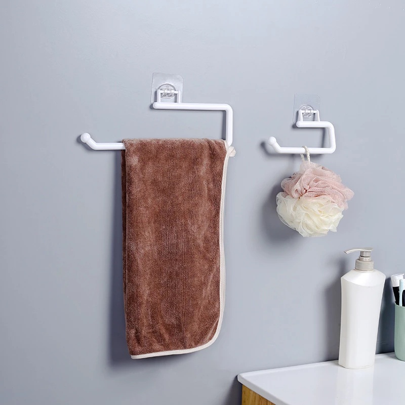 Wall Mount Nail-Free Self-adhesive Towel Holder/Multifunction Tissue Storage Hanger For Kitchen And Bathroom