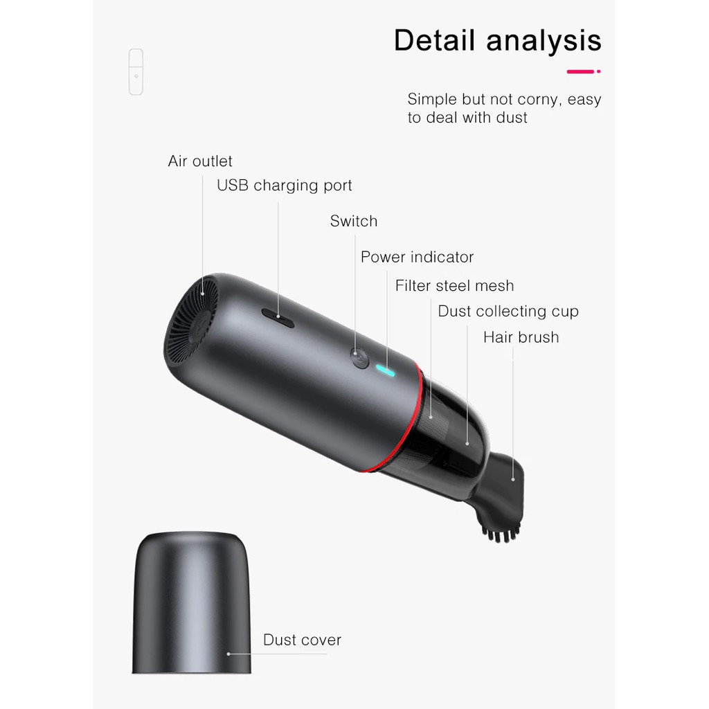 499 AMAZEFAN Mini Portable Handheld Wireless Vacuum Cleaner 5000 Pa