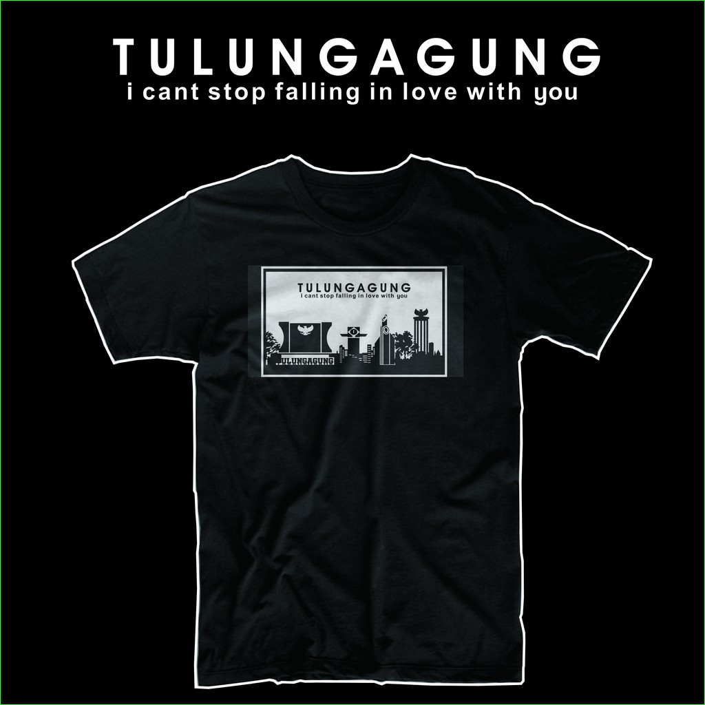 Kaos T Shirt Baju Pria Siluet Kota Tulungagung Casual Cotton Combed 30s Premium