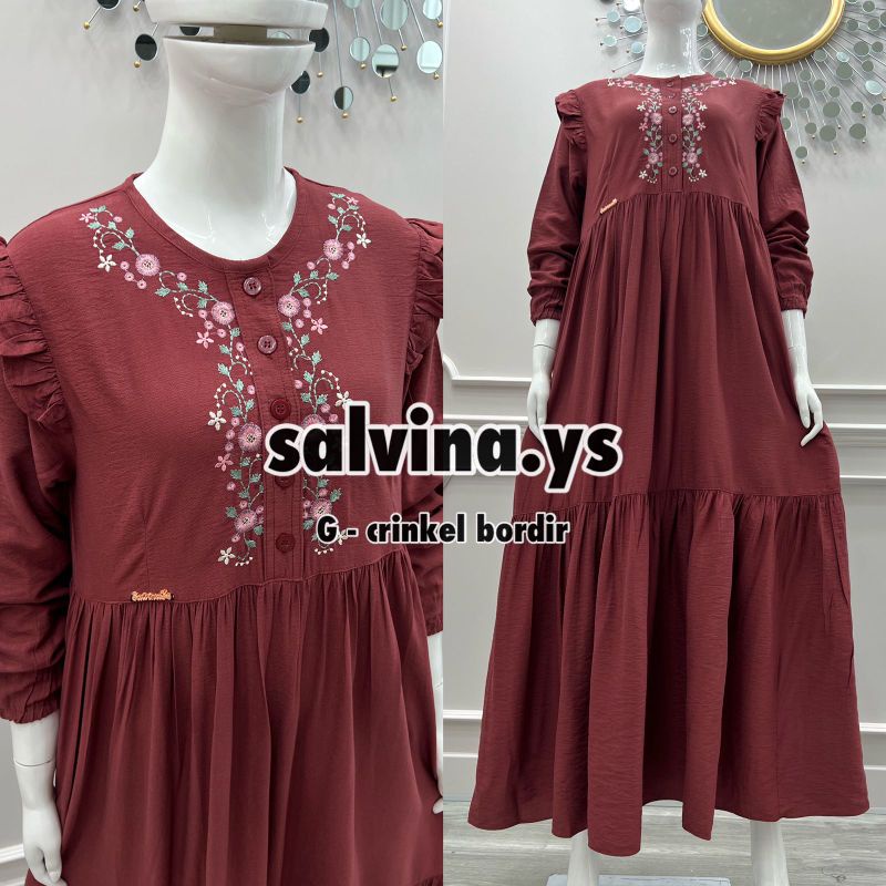 Gamis salvina ys  ori kringkel bordir renda