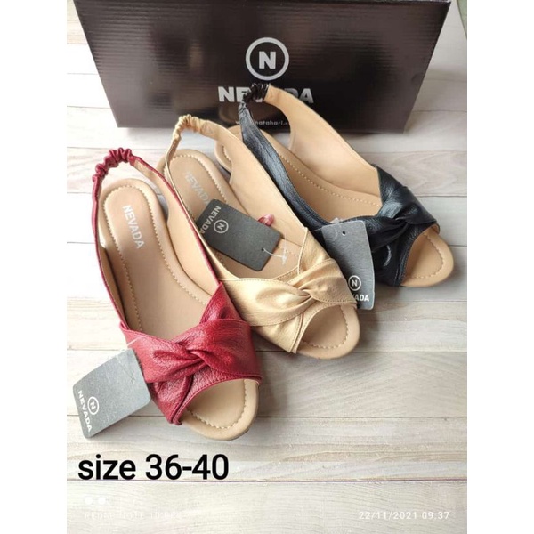 sandal sepatu matahari strep tali belakang karet wanita murah terlaris nevada