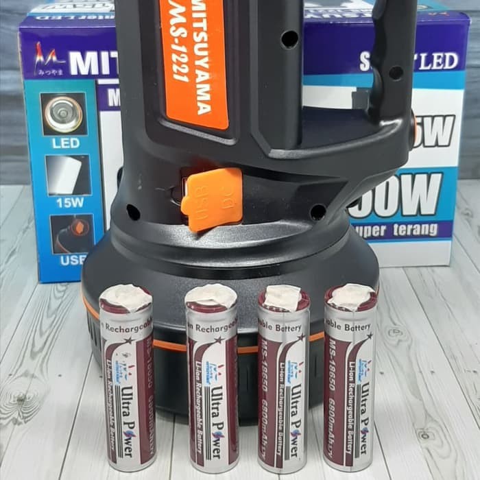 Senter Jumbo Emergency LED 50w - Senter charger ulang -Free 4 baterai 18650 bisa di lepas / Ganti