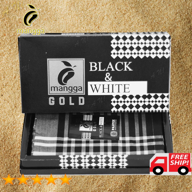 MANGGA M11-11 Kain Sarung Original Black-White Dewasa Motif Kotak2