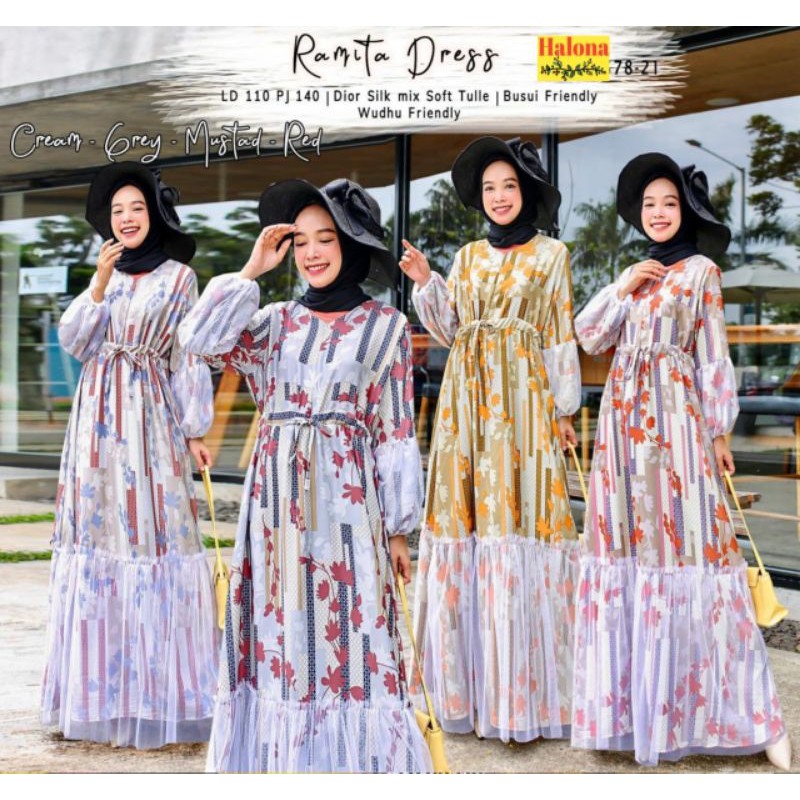 Gamis Lebaran - Dress Zara Silk mix Tille - Ramita Dress by Halona