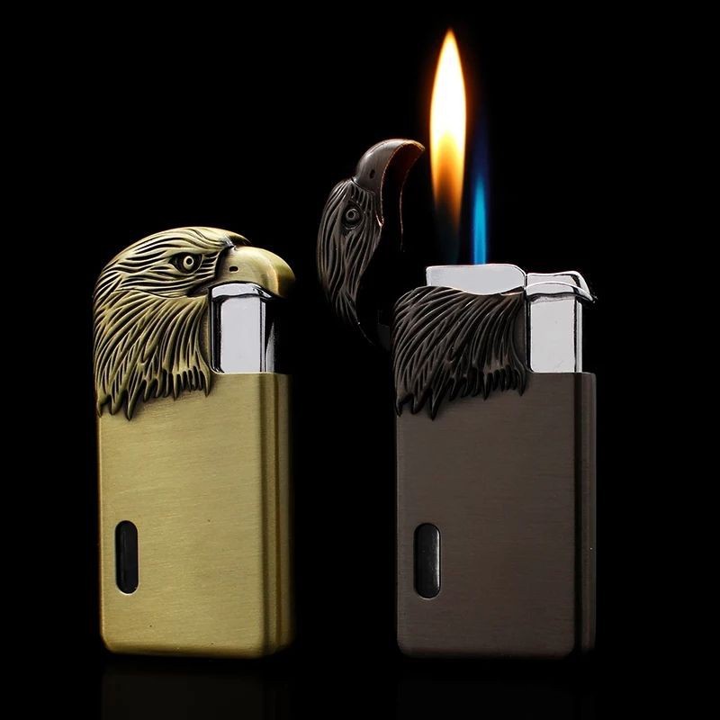 KOREK API 2 API KOREK UNIK DESAIN KEPALA ELANG KOREK VINTAGE PEMANTIK BARA 2 API GAS LIGHTER 2 IN 1 BR55