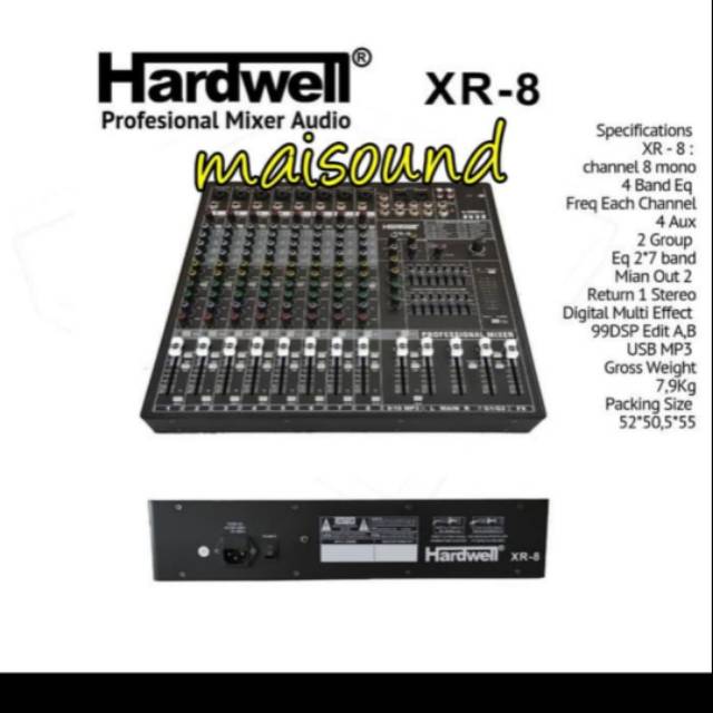 MIXER AUDIO HARDWELL XR8 MIXER HARDWELL XR 8 ORIGINAL 8 CHANNEL ORI
