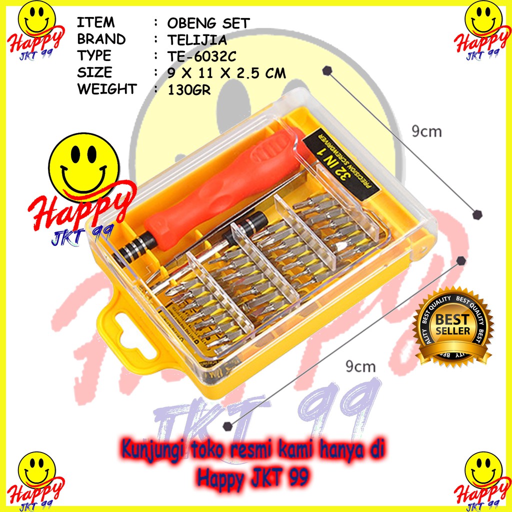 [ HAPPY JKT 99 ] OBENG SET TEKNISI HP LAPTOP TELIJIA TE-6032C 32 IN 1 TE-6032C TE6032C TE 6032 C 32 IN 1 ORIGINAL