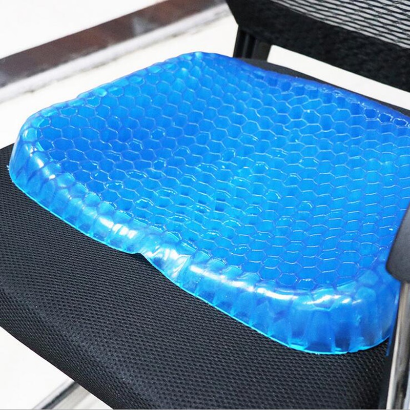 Bantal Duduk Karet Kursi Mobil Portable 37 x 32 x 3 cm Biru