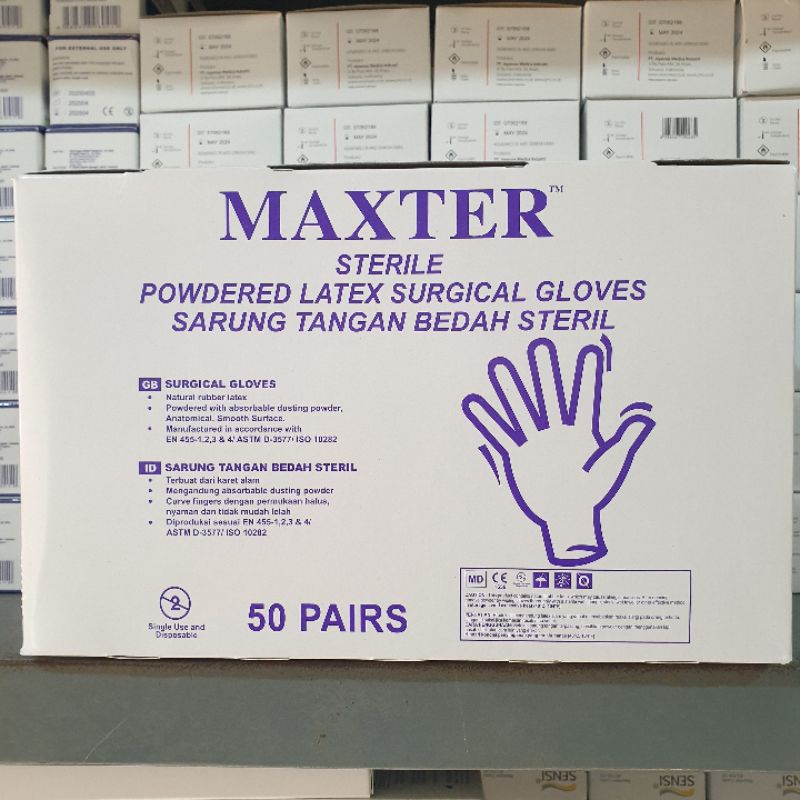 Sarung Tangan Medis Sarung Tangan Steril MAXTER Steril Handscoon Medis isi 50