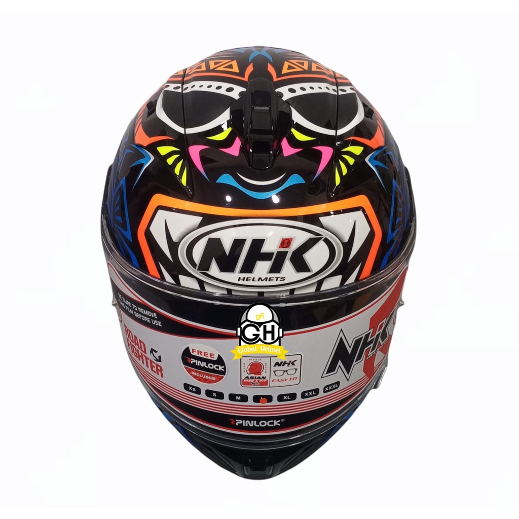 NHK HELM GP PRIME DDRING REMY TRIBE #2 BLACK GLOSSY DOUBLE VISOR + INCLUED PAKET PEMBERSIH HELM