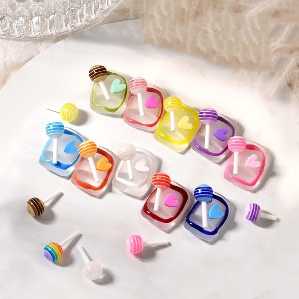 AUGUSTINA Agustina Nail Charms Resin 10Pcs Lollipop Manicure Candy Perlengkapan Kuku Dekorasi Kuku