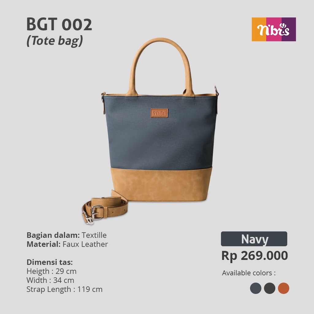 Nibras Tote Bag BGT 002 Tas NBRS Terbaru Simple Kekinian