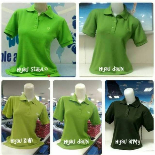 Kaos Poloshirt wanita tangan pendek Hijau daun