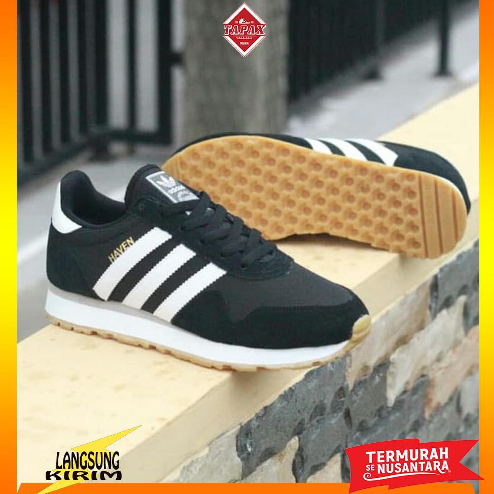 Sepatu Pria Keren Adidas Haven Black White Original Komponen Murah