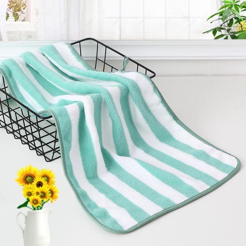 [BAYAR DITEMPAT] Handuk Microfiber Bulu Salur Garis Lembut Super Serap Air Premium SIZE 35 X 75CM