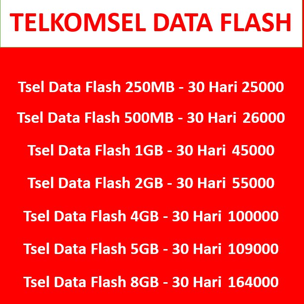 TELKOMSEL DATA FLASH 4gb 5gb 8gb MURAH promo seller