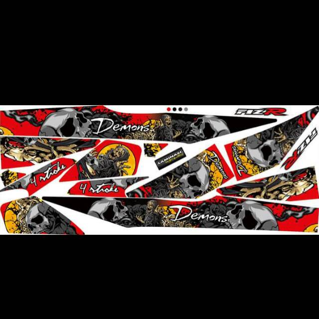 striping/lis/sticker variasi yamaha FIZR "DEMON" merah-orange-hijau-kuning-biru-hitam