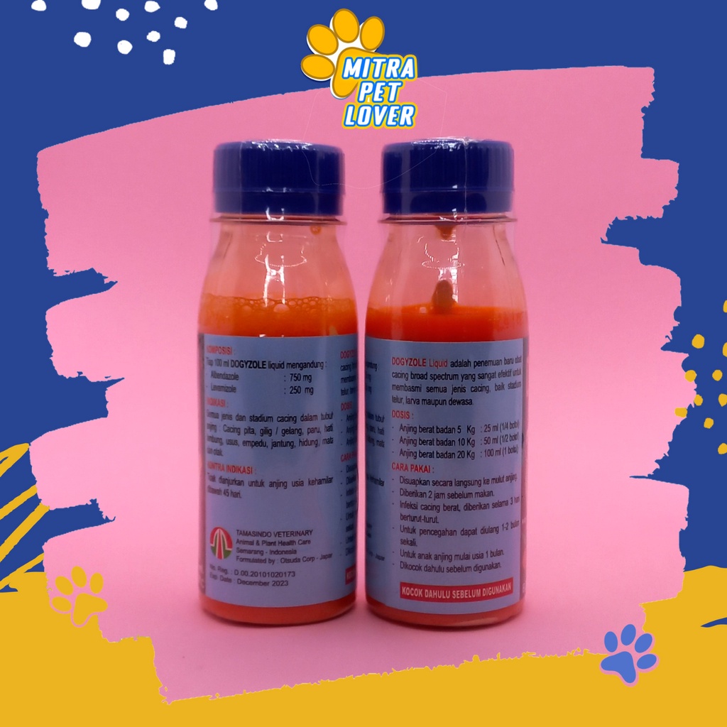 OBAT CACING ANJING - DOGYZOLE LIQUID 100 ML ORIGINAL - OBAT CACING SIRUP AMAN UNTUK ANJING DOG PUPPIES - EFEKTIV - AMPUH - PET ANIMAL HEALTHCARE AND VETERINARY TAMASINDO OBAT KESEHATAN DAN VITAMIN TERNAK HEWAN BINATANG PELIHARAAN MITRAPETLOVER