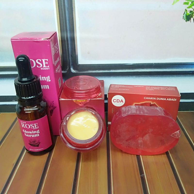 Paket Cream Rose Holo M 3In1 // Krim Rose Holo M 3in1 Serum+Cream+Sabun oval