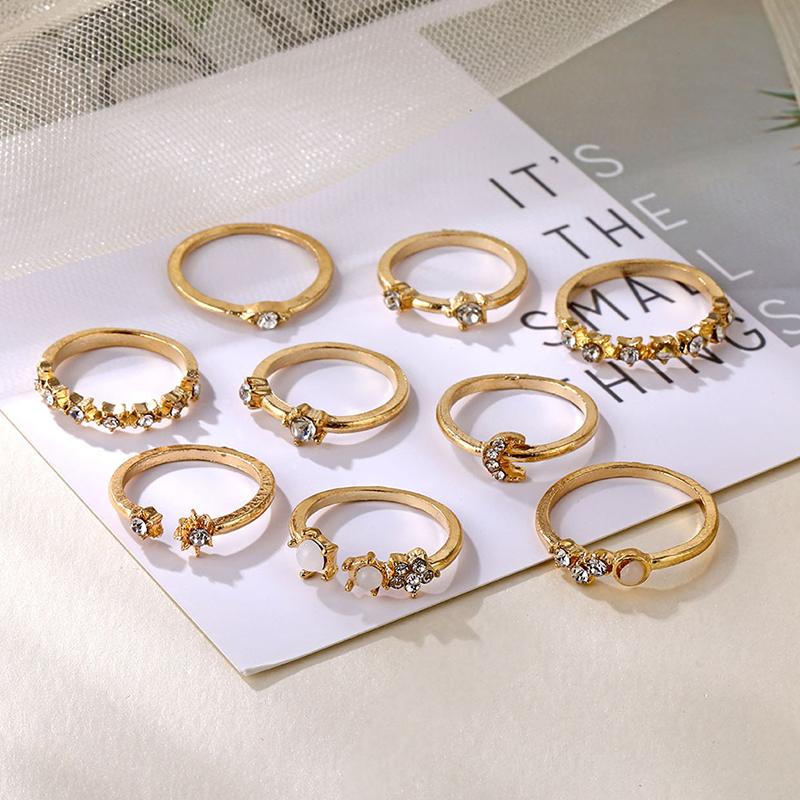 Hbid 9Pcs / Set Cincin Aneka Bentuk Gaya Vintage Boho Untuk Wanita