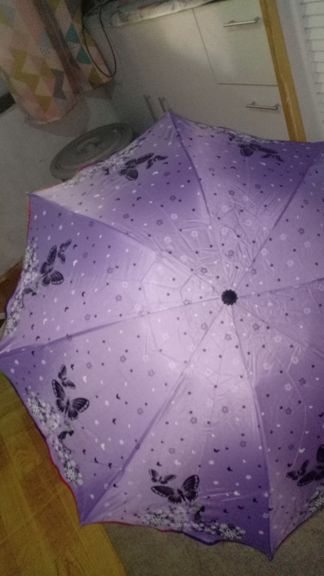 Payung Lipat 3 Korea Lapisan Silver Motif Kembang / Bunga