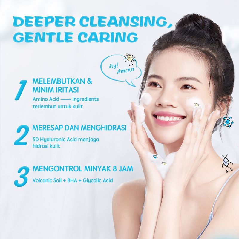 You Hy! Amino Oil Control Hydrating Facial Wash You Sabun Cuci Muka You Whitening Glowing