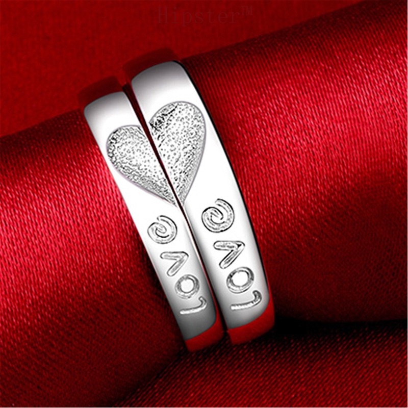 Korean Style Unique and Romantic Carved Love Adjustable Couple Ring