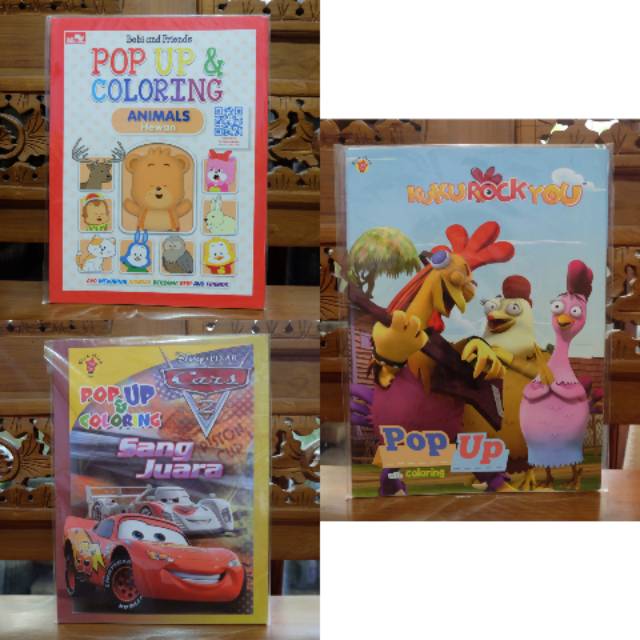 Buku Aktivitas Pop Up and Coloring Buku Mewarnai Animals Hewan
