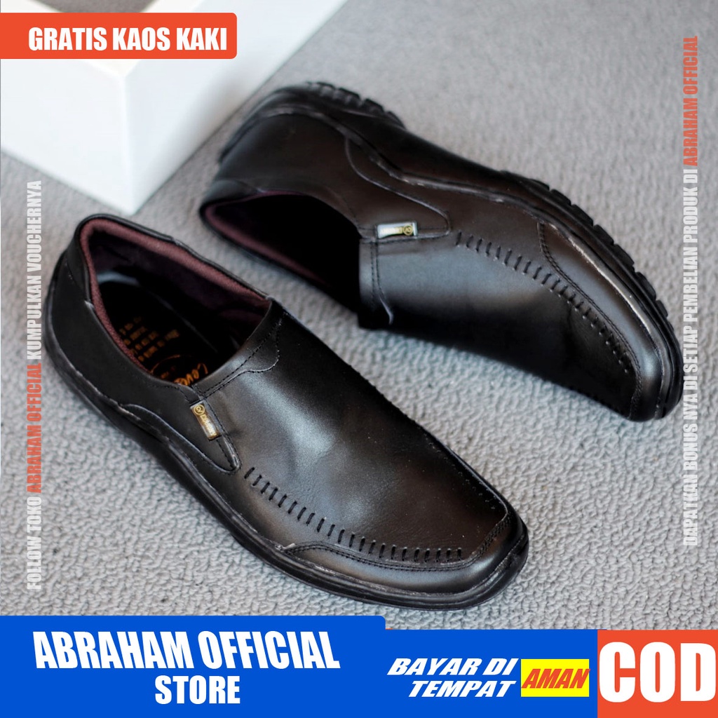 ABRHM VERDIC Sepatu Slip On Pria Kulit Asli Sepatu Pria Casual Pantofel KerjaSepatu Kasual Slop Anti Slip Semi Formal Kerja Kuliah Gaya Santai Keren Kekinian Original Murah Terlaris