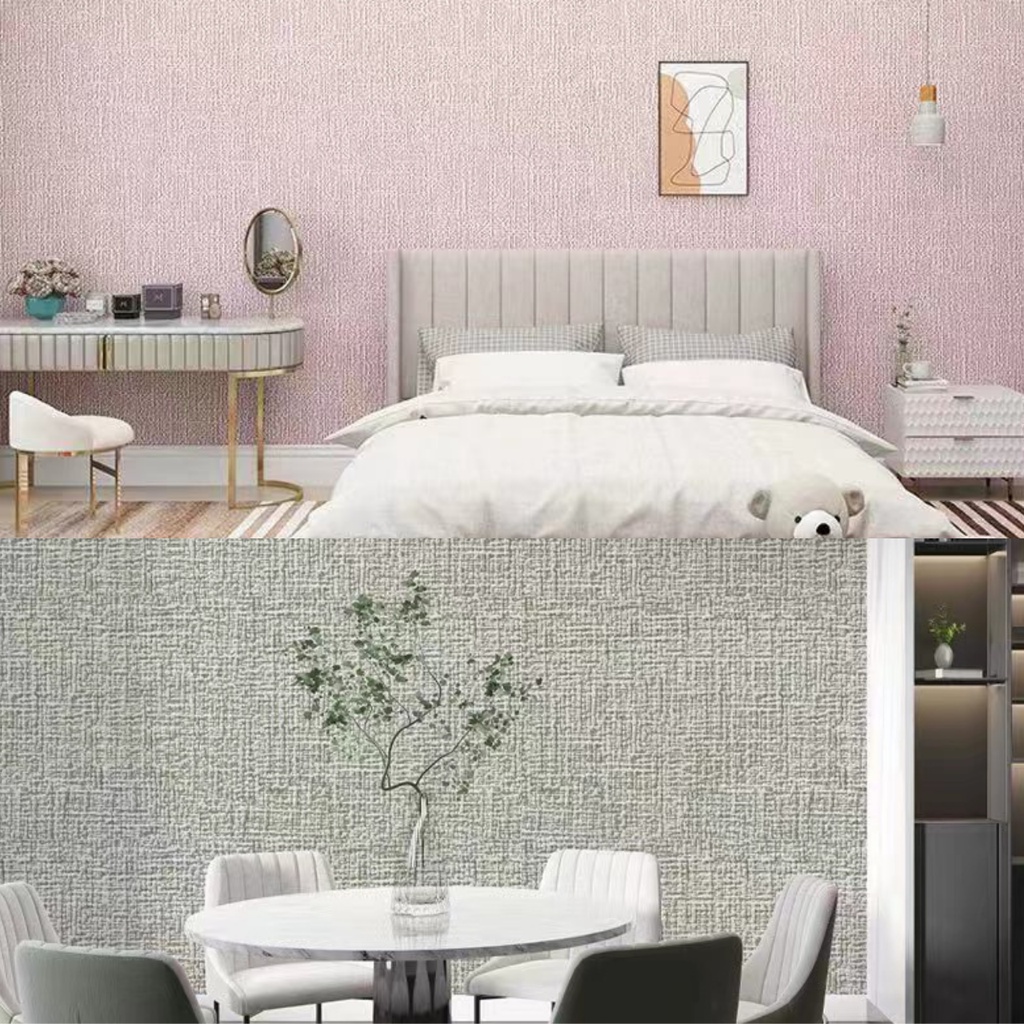 Wallpaper Linen Roll Sticker Dinding Foam 50cm x 300cm Tahan Air Api Dekorasi Rumah Kamar Satu7an WP05 - WP06 - WP07