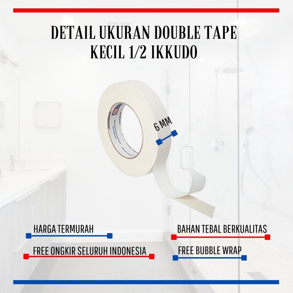 DOUBLE TAPE KERTAS 0,8 mm x 10 meter ISOLASI DOUBLE TAPE MURAH