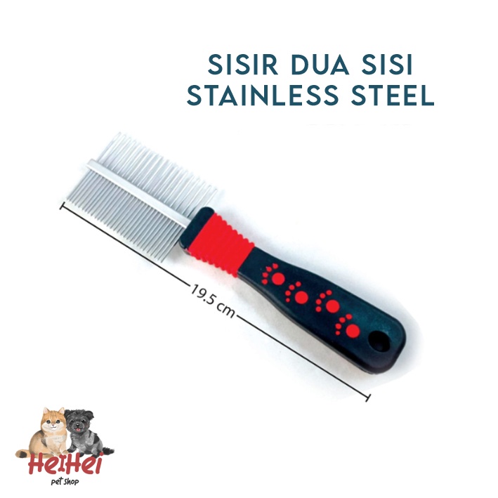 Sisir Besi Chrome Handle Gagang Kucing Anjing Hewan 2 Sisi - Dog/Cat/Pet Grooming Brush