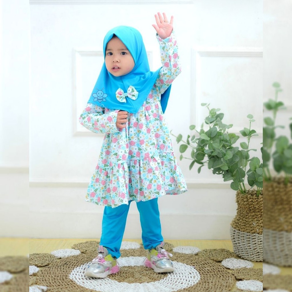 Baju Muslim Anak Perempuan / Baju Muslim Anak 1 Tahun / Setelan Muslim Anak Taalia eLBi