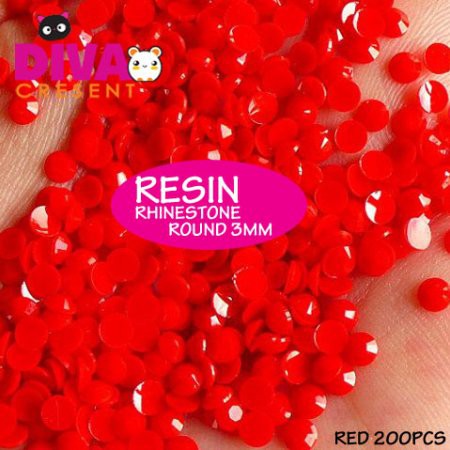 DEKORASI SLIME / NAIL ART RESIN RHINESTONE ROUND 3MM HIASAN KUKU