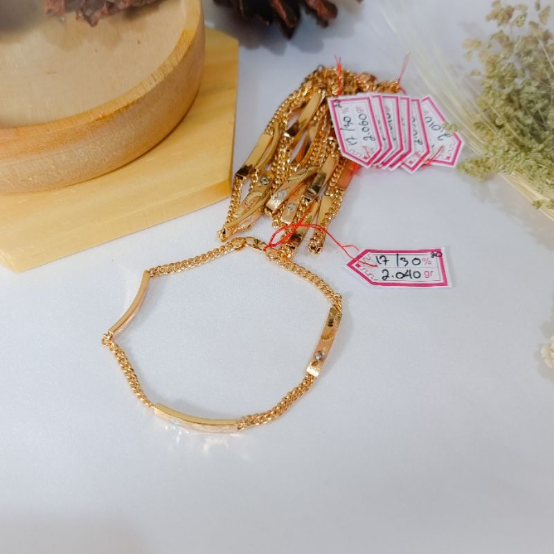 Gelang rante plat emas asli 375%/8K/30%/6k