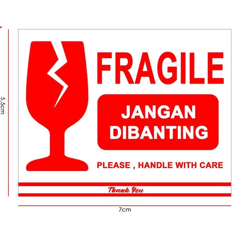 

POPPURI SHOP - Stiker Fragile Stiker Pecah Belah Stiker Label Pengiriman Sticker Fragile Horizontal isi 50 lembar