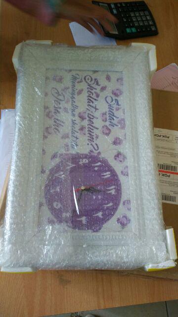 Hiasan Jam Dinding Islamic Quote Sudah Shalat Belum Uk 20x40 Frame Ukir