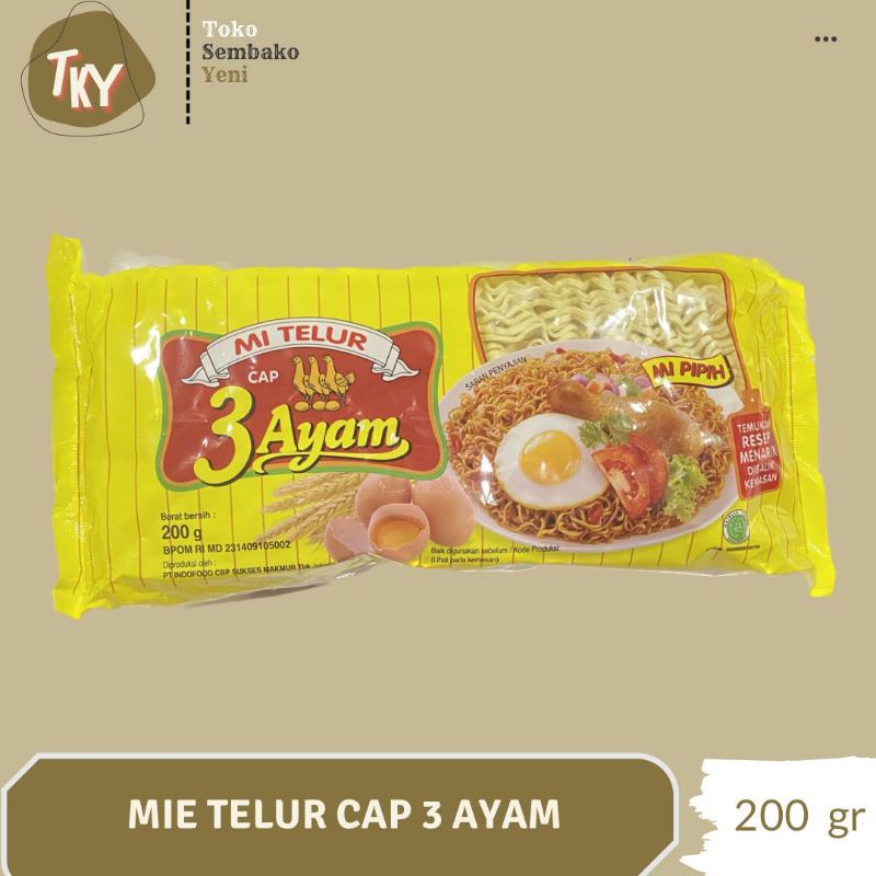 

Mi Telur Cap 3 Ayam 200 gr