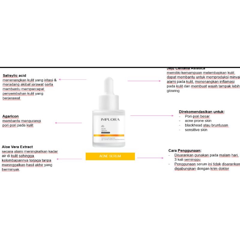 IMPLORA Face Serum | Serum Wajah | Acne | Brightening | Peeling | Midnight Serum BPOM