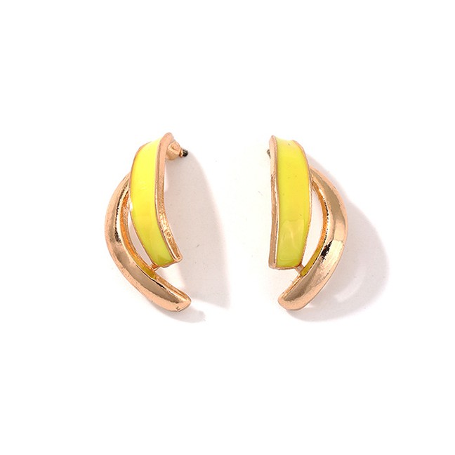 LRC Anting Tusuk Fashion Yellow Geometric C-shaped Alloy Oil Stud Earrings D94457