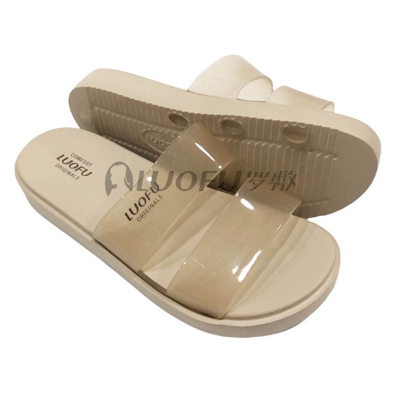 Sendal slop ban2 Luofu transparan nyaman,sandal karet wanita Luofu E7199A01T-B2