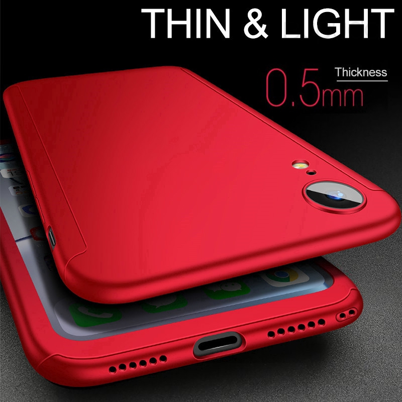 Hard Case PC + Tempered Glass Pelindung Layar Full 360 ° Untuk iPhone 5S SE 6 6S 7 8 Plus