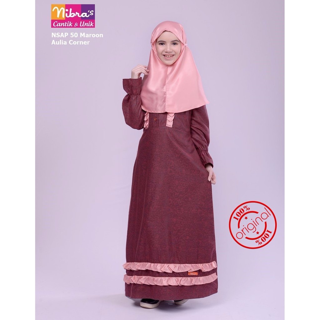 SALE Baju Anak Perempuan Nibras NSAP 50 Maroon Baju Anak Muslim