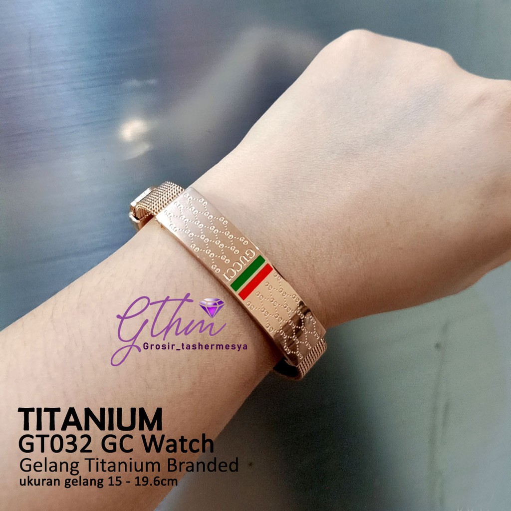 gelang titanium wanita gc peneng mirip jam  tangan keren mewah premium stainless steel 316L gt032